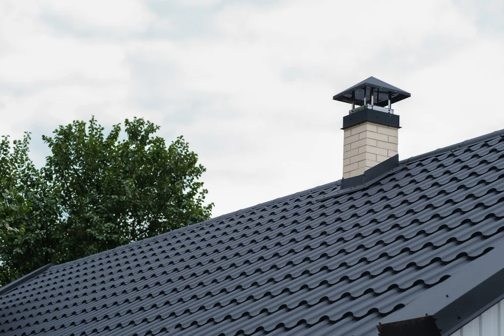 Modern Chimney Cap on Metal Roof - Local Chimney Services
